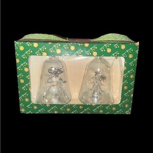 Dillard’s Trimmings Set Of 2 Clear Bell Christmas‎ Ornaments Reindeer/Tree